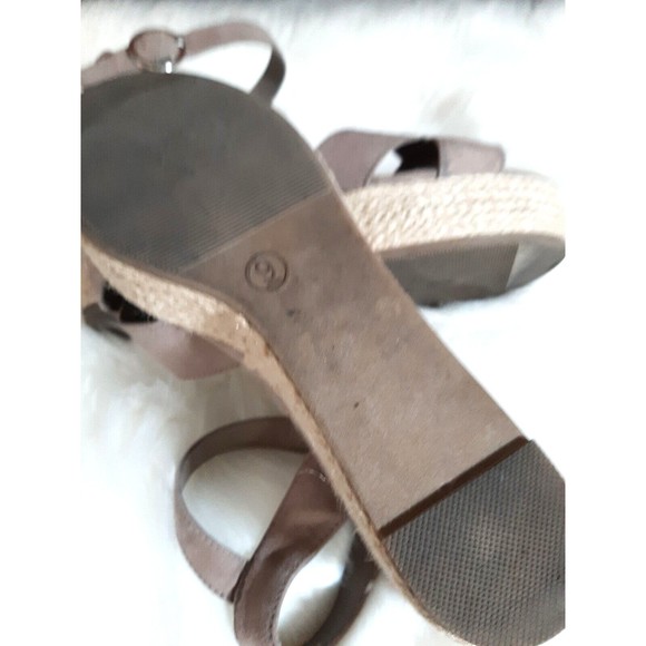 Big Budda Women's Size 9 Tan Suede Criss Cross Straps Espadrille Wedge Sandals - Picture 6 of 7